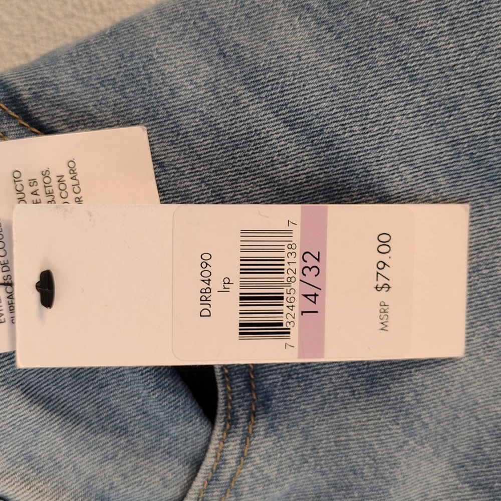 DKNY High-Rise Classic Straight-Leg Raw-Hem Jeans. Size 14/32 - Picture 7 of 11